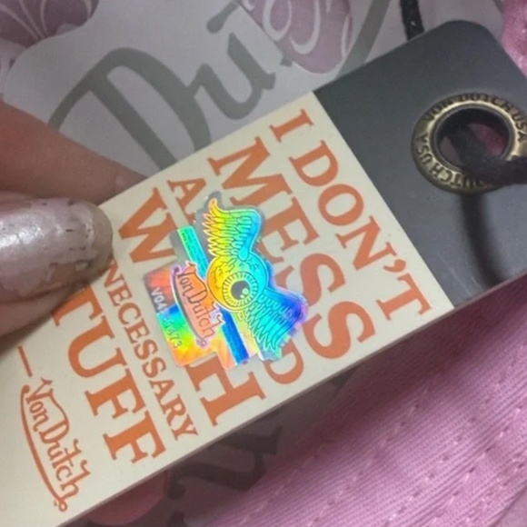 NWT Von Dutch Pink & White Velvet Snapback Trucker Hat Baseball Cap - Picture 7 of 11